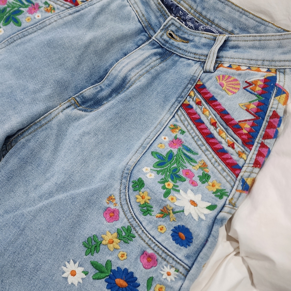 On Hold - Spell Light Blue Wanderlust Floral Embroidered Jeans - Picture 11 of 13